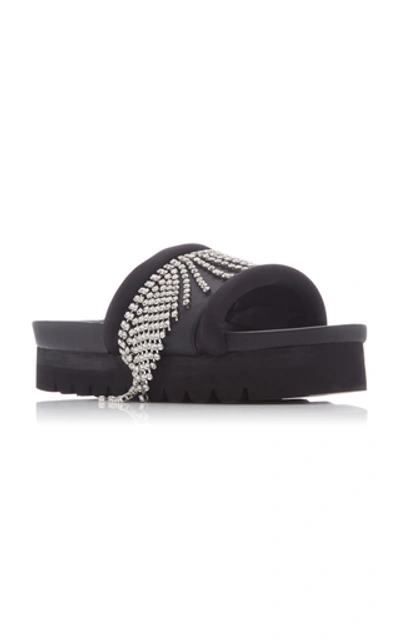 Shop Area Crystal Fringe Platform Slides In Black