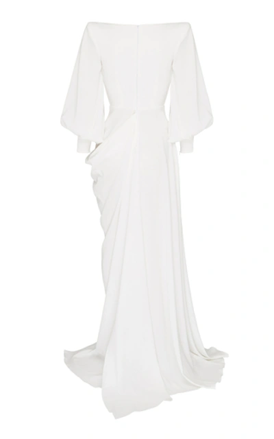 Shop Alex Perry Clark Drape Front Crepe Gown In White