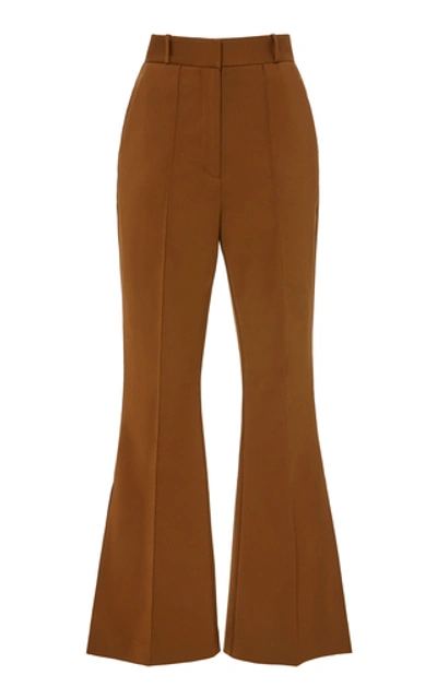 Shop Acler Veletta Pleated Flare Pant In Brown