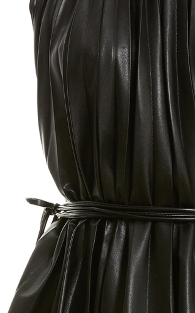 Shop Ellery Pleated Vegan Leather Halter Top In Black