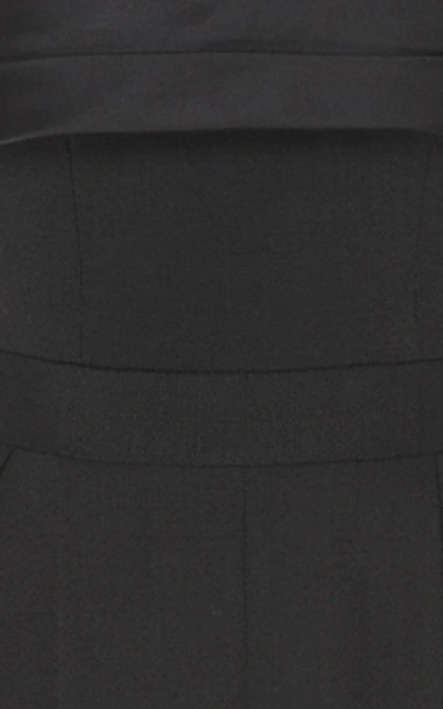 Shop Brandon Maxwell Satin-trimmed Wide-leg Crepe Jumpsuit In Black