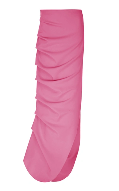 Shop A.w.a.k.e. Ruched Asymetric Maxi Skirt In Pink