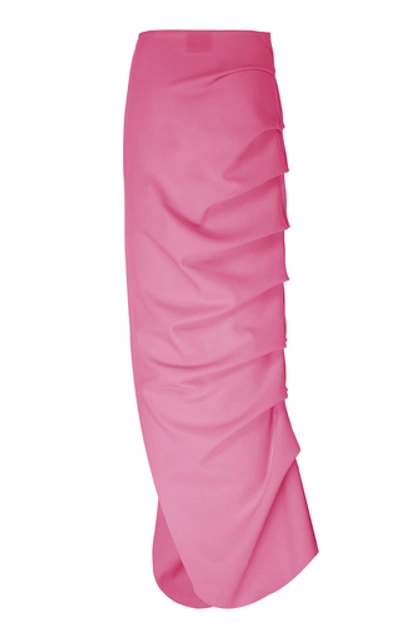 Shop A.w.a.k.e. Ruched Asymetric Maxi Skirt In Pink