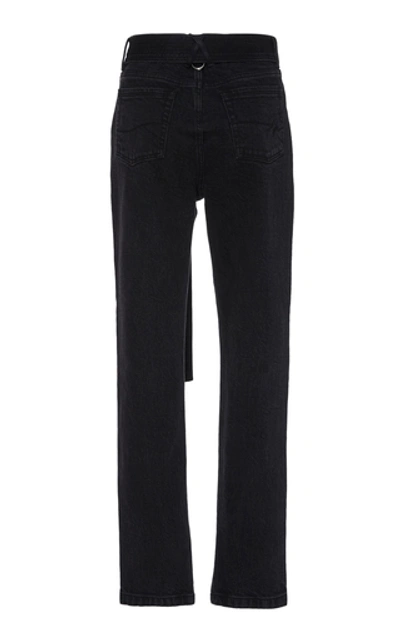 Shop Aje Coda Belted Cotton Trouser In Black