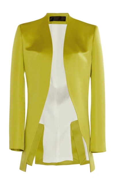 Shop Haider Ackermann Collarless Silk Blazer In Green