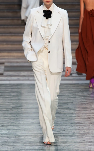 Shop Victoria Beckham Bowie Virgin Wool Blazer In White
