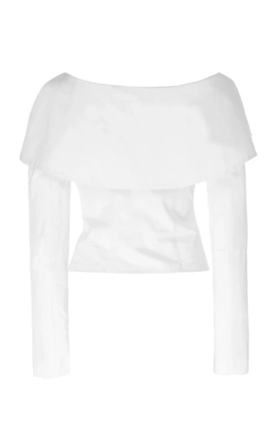 Shop A.w.a.k.e. Off-the-shoulder Cotton Jacket Top In White