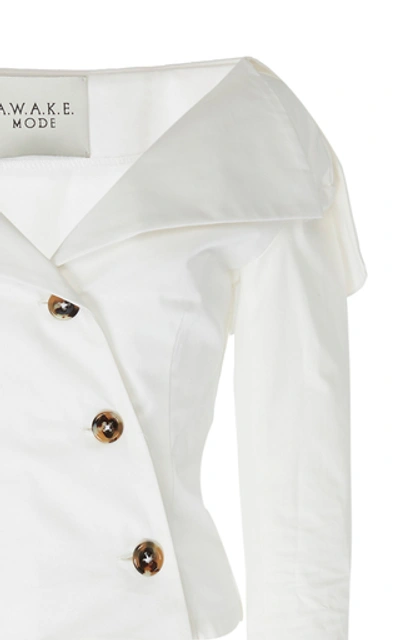 Shop A.w.a.k.e. Off-the-shoulder Cotton Jacket Top In White
