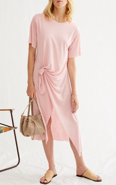 Shop Aeron Vicky Knotted Jersey Midi Dress In Pink