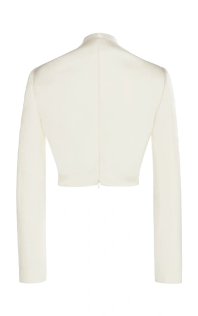 Shop Haider Ackermann Silk Cropped Blazer Top In White