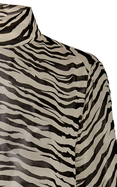 Shop Nili Lotan Keyhole-detailed Tiger-print Silk Top In Animal