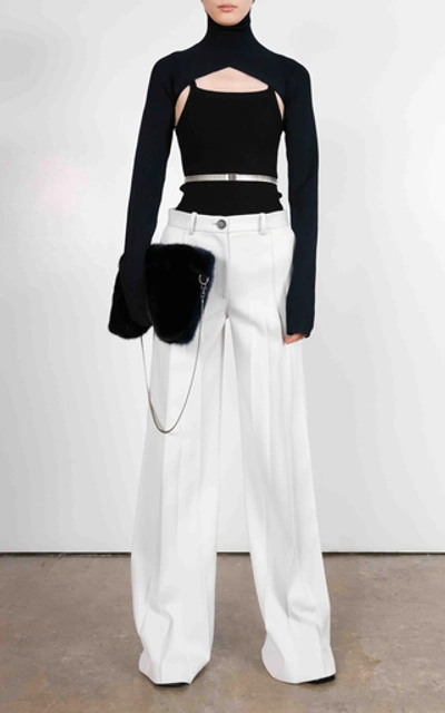 Shop Peter Do Pleated Twill Wide-leg Trousers In White