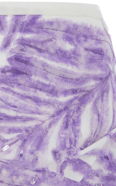 Shop Michael Kors Palm Embellished Handkerchief Skirt In Purple