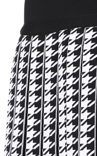 Shop Balmain Pleated Houndstooth Cady Turtleneck Poncho In Black/white