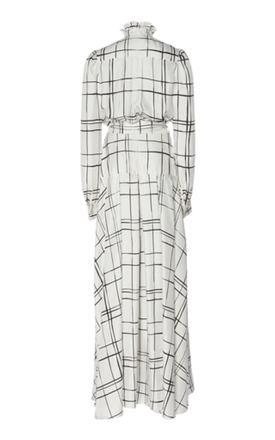 Shop Alexandre Vauthier Checked Silk Tie Waist Jumpsuit In Black/white