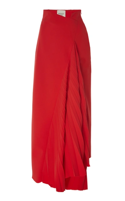 Shop A.w.a.k.e. Pleated Maxi Skirt In Red