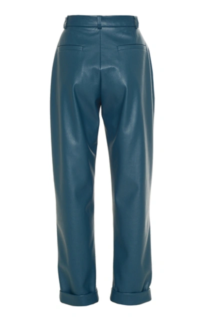 Shop Anouki High Waist Vegan Leather Trousers In Navy