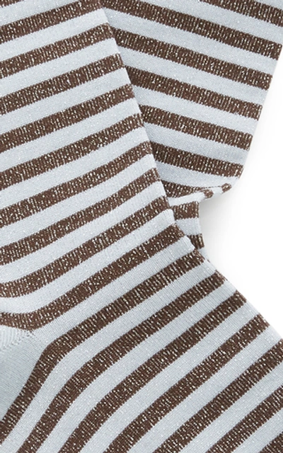 Shop Ganni Stripped Knitted-lurex Blend Socks In Stripe