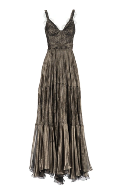 Shop Maria Lucia Hohan Kendi Lace-trimmed Mousseline Gown In Black