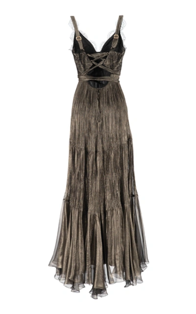 Shop Maria Lucia Hohan Kendi Lace-trimmed Mousseline Gown In Black