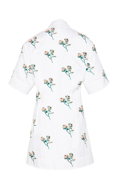 Shop Marina Moscone Women's Floral-print Cotton Top In White