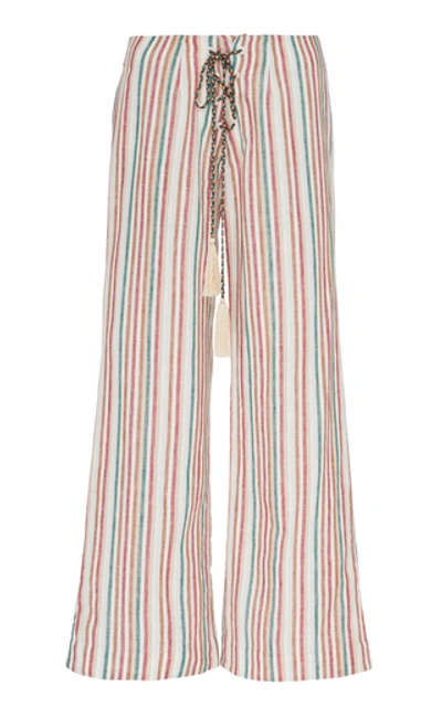 Shop Alix Of Bohemia Porto Striped Cotton-linen Wide-leg Pants In Multi