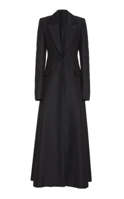 Shop Marina Moscone Wool-silk Coat Dress In Black