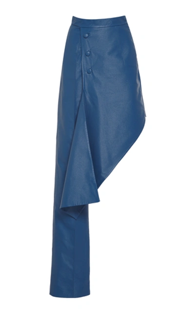 Shop Materiel Faux Leather Asymmetrical Pants In Blue