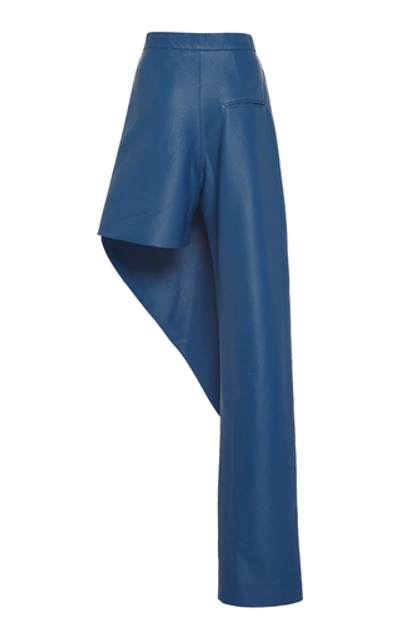 Shop Materiel Faux Leather Asymmetrical Pants In Blue
