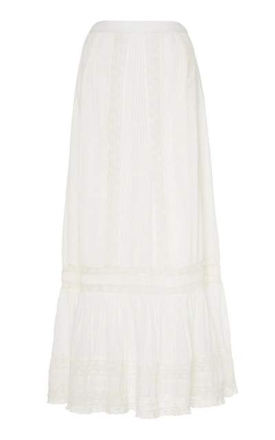 Shop Loveshackfancy Keegan Lace Cotton Maxi Skirt In White