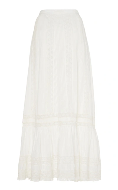 Shop Loveshackfancy Keegan Lace Cotton Maxi Skirt In White