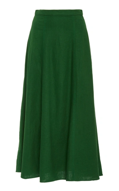 Shop Andres Otalora Republicana A-line Linen Skirt In Green
