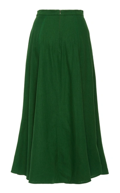 Shop Andres Otalora Republicana A-line Linen Skirt In Green