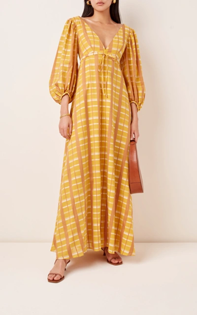 Shop Staud Amaretti Plaid Cotton-blend Dress