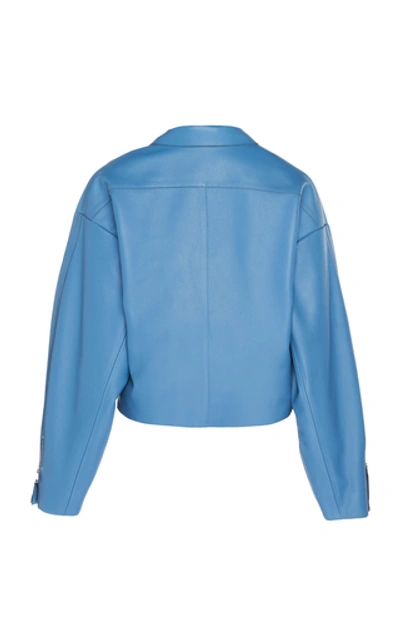 Shop Aeron River Leather Jacket In Blue