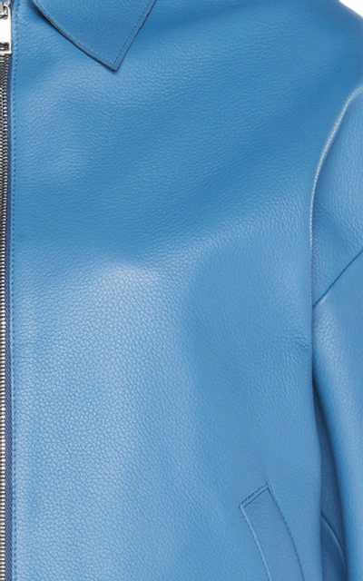 Shop Aeron River Leather Jacket In Blue