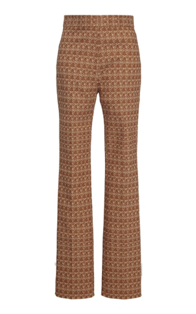 Shop Victoria Beckham Printed High-rise Slim Flare Trousers In Multi