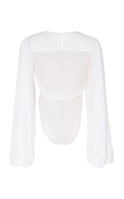 Shop Tre By Natalie Ratabesi The Howlite Balloon Sleeve Chiffon Bodysuit In White