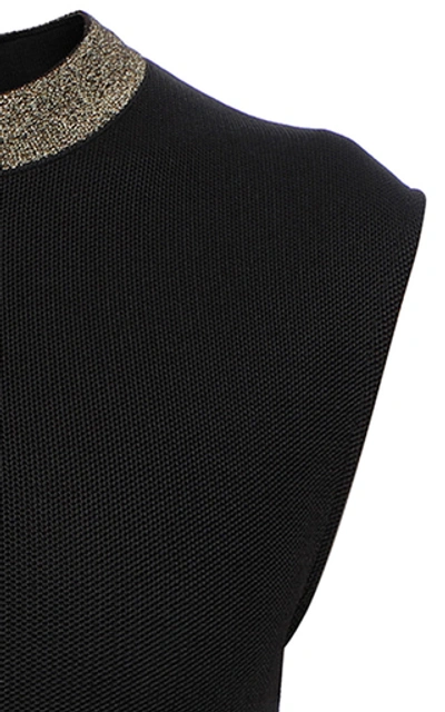 Shop Balmain Metallic Trim Jersey Mini Dress In Black