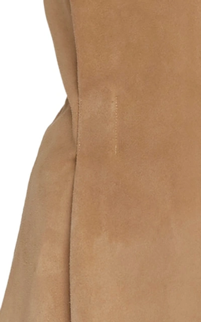 Shop Albus Lumen V-neck Suede Dress In Brown