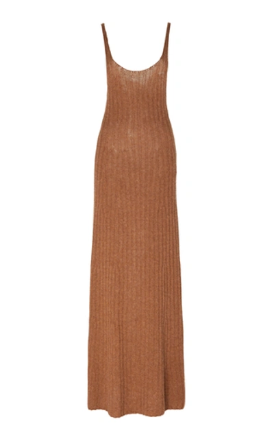 Shop Khaite Beryl Open-knit Cashmere Dress In Brown