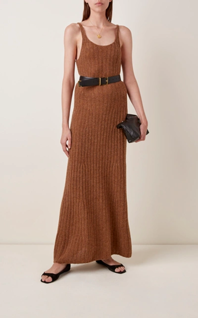 Shop Khaite Beryl Open-knit Cashmere Dress In Brown