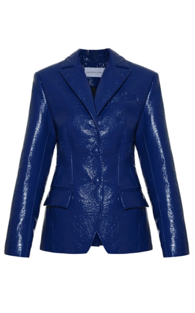 Shop Aleksandre Akhalkatsishvili Bar Vinyl Tapered Blazer In Blue