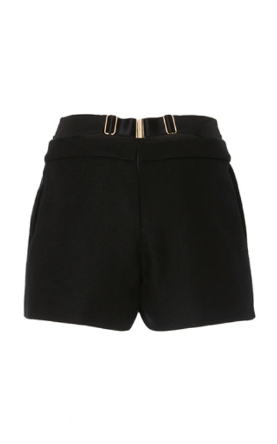 Shop Brandon Maxwell Banded Crepe Mini Shorts In Black