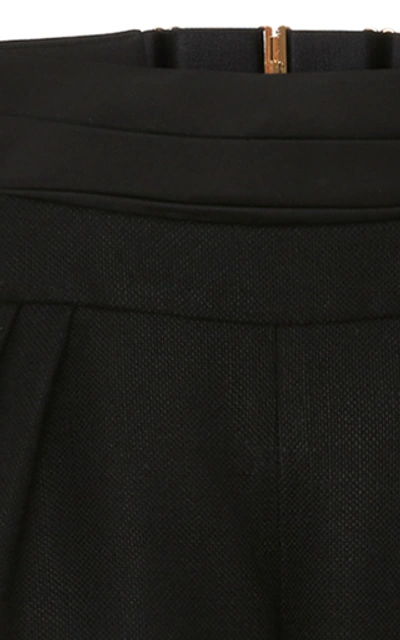 Shop Brandon Maxwell Banded Crepe Mini Shorts In Black