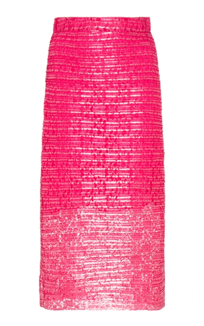 Shop Huishan Zhang Ali Tweed Pencil Skirt In Red