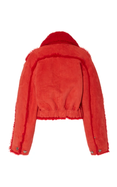 Shop Saks Potts Kahlo Shearling Jacket In Red