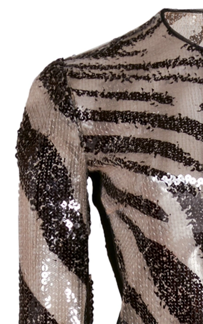 Shop David Koma Zebra-print Sequined Jumpsuit