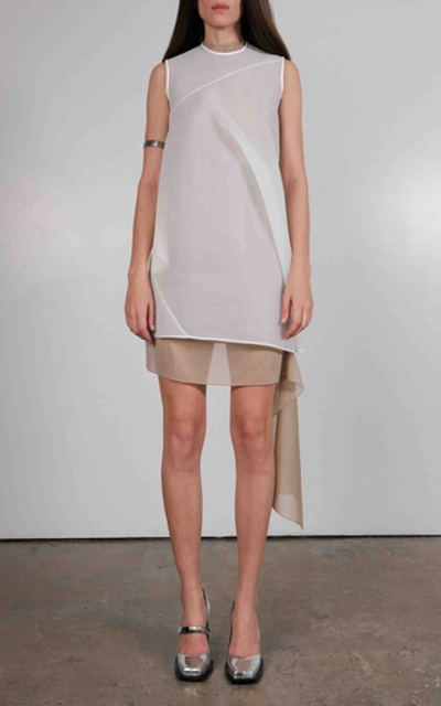 Shop Peter Do Cloud Spacer And Draped Silk Mini Dress In White