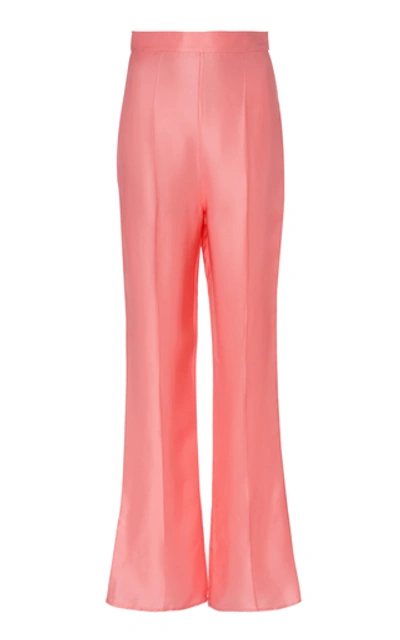 Shop Huishan Zhang Susanne High-rise Silk Flare Pants In Pink